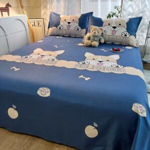 Blue Cartoon Printed Bedsheet Set