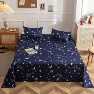 Navy Blue Star Printed Bedsheet Set